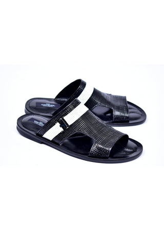 Corrente 5828 Leather Sandal - Black-AmbrogioShoes