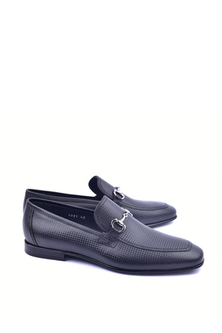 Corrente 6091 Leather Horse-Bit Loafer - Black-AmbrogioShoes