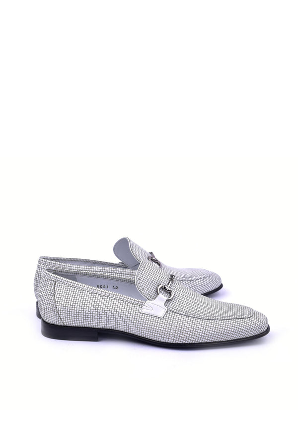 Corrente 6091 Leather Horse-Bit Loafer - White-AmbrogioShoes