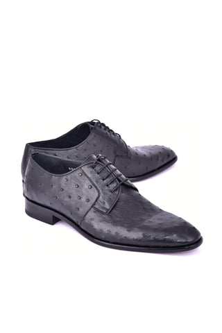 Corrente 6348 Ostrich Derby - Black-AmbrogioShoes