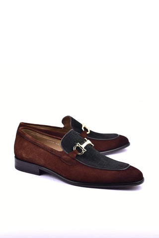 Corrente 6376S Suede Horse-Bit Loafer - Tan & Green-AmbrogioShoes