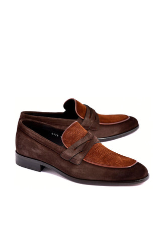 Corrente 6376S Suede Loafer - Brown & Tan-AmbrogioShoes