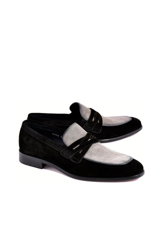 Corrente 6376S Suede Loafer - Navy & Gray-AmbrogioShoes