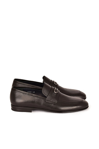 Corrente 7706 Leather Horse-Bit Loafer - Black-AmbrogioShoes