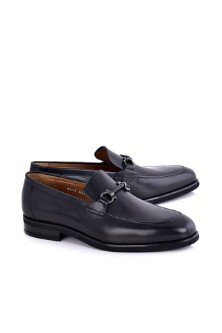 Corrente 8413 Leather Horse-Bit Loafer - Black-AmbrogioShoes