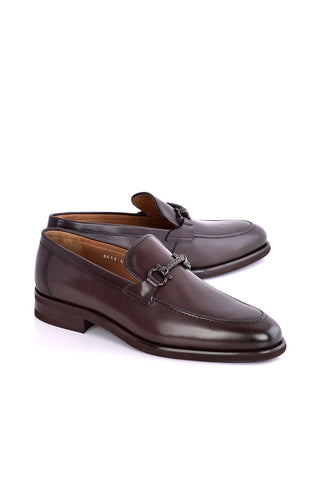 Corrente 8413 Leather Horse-Bit Loafer - Brown-AmbrogioShoes