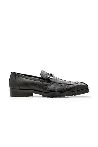 Belvedere Corso Crocodile & Ostrich Horse-Bit Loafer