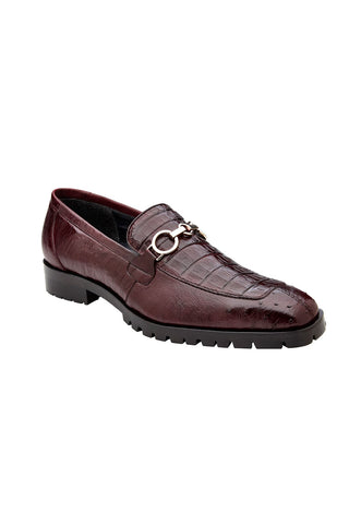 Belvedere Corso Crocodile & Ostrich Horse-Bit Loafer