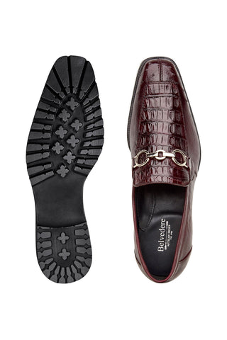 Belvedere Corso Crocodile & Ostrich Horse-Bit Loafer