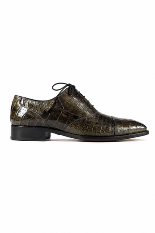 Dellamoda luxury image 01 · GRAY · Mezlan 13993-F Dublin Crocodile Cap-Toe Oxford · GRAY