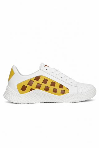 Dellamoda luxury image 01 · WHITE/YELLOW/WHISKEY · Mezlan 20605 Leather Casual Sneakers (MZ3633) · WHITE/YELLOW/WHISKEY
