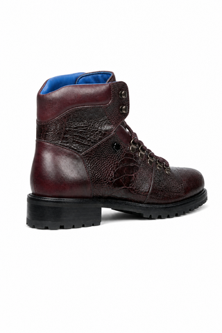 Dellamoda luxury image 03 · DARK BURGUNDY · Belvedere Como Ostrich & Leather Boot · DARK BURGUNDY