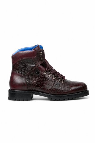 Dellamoda luxury image 04 · DARK BURGUNDY · Belvedere Como Ostrich & Leather Boot · DARK BURGUNDY