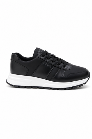 Dellamoda luxury image 04 · Prada 4E3463-3KYU Black Fabric / Leather Casual Sneakers (PRM1018)