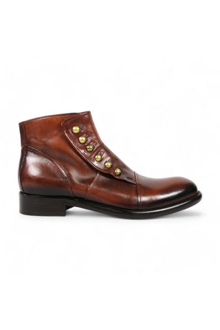 Jo Ghost 1224 Brown Calf-Skin Leather Laceless Ankle Boots (JG5355)-AmbrogioShoes