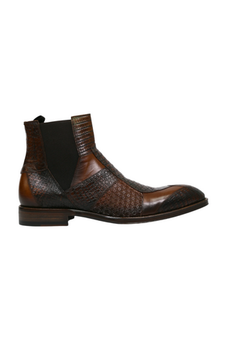 Jo Ghost 4776 Brown Multi Texture Print Leather Boots (JG5365)-AmbrogioShoes