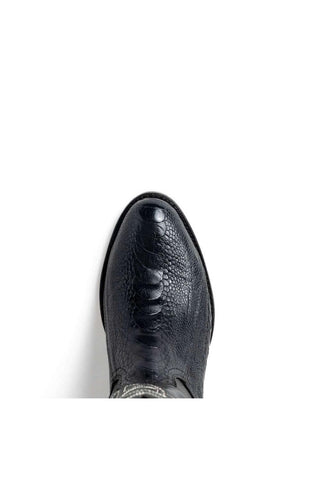 Marco Di Milano Denver Black Exotic Ostrich Skin Cowboy Boot (MDM1215)-AmbrogioShoes