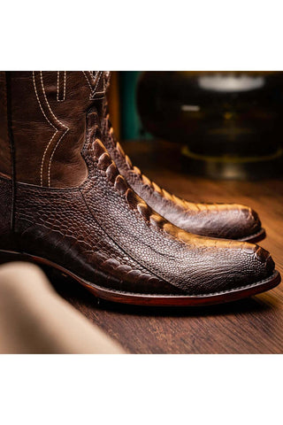 Marco Di Milano Denver Clear Brown Exotic Ostrich Skin Cowboy Boot (MDM1218)-AmbrogioShoes