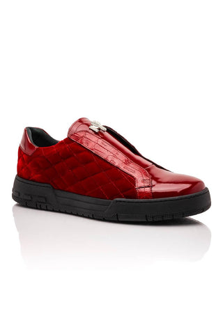 Mauri Regata 8478/10 Exotic Crocodile / Quilted Velvet / Patent Slip-On Sneakers (MA5648)-AmbrogioShoes