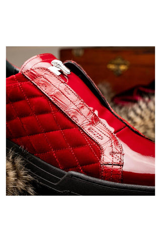 Mauri Regata 8478/10 Exotic Crocodile / Quilted Velvet / Patent Slip-On Sneakers (MA5648)-AmbrogioShoes