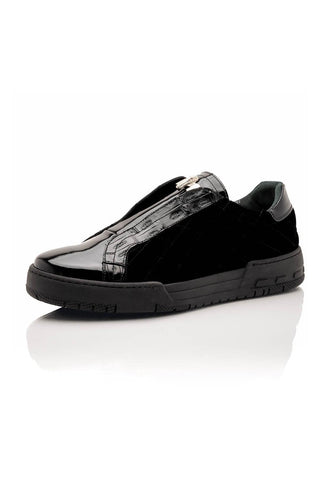 Mauri Regata 8478/10 Exotic Crocodile / Quilted Velvet / Patent Slip-On Sneakers (MA5648)-AmbrogioShoes