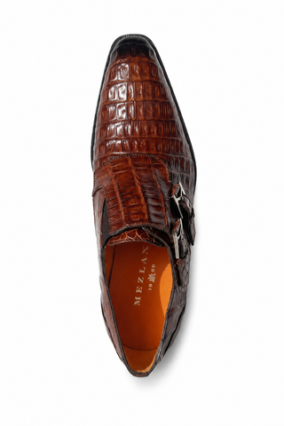 Mezlan 4990-F Sport Brown Exotic Crocodile-Skin Double Monk-Straps Loafers (MZ3671)-AmbrogioShoes