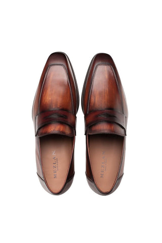 Mezlan Avenue 20910 Cognac Calf-Skin Leather Penny Loafers (MZ3650)-AmbrogioShoes