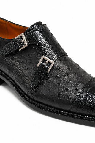 Mezlan SX4957-SP Ostrich / Lizard Double Monk-Strap-AmbrogioShoes