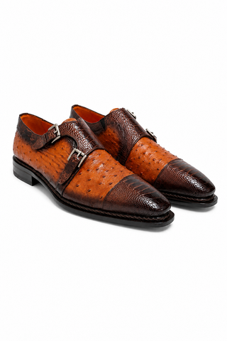 Mezlan SX4957-SP Ostrich / Lizard Double Monk-Strap-AmbrogioShoes