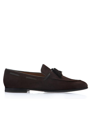 SUPERGLAMOUROUS Philippe-R Velukid suede tassel loafer in Cocoa - side