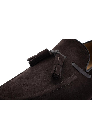SUPERGLAMOUROUS Philippe-R Velukid suede tassel loafer in Cocoa - detail