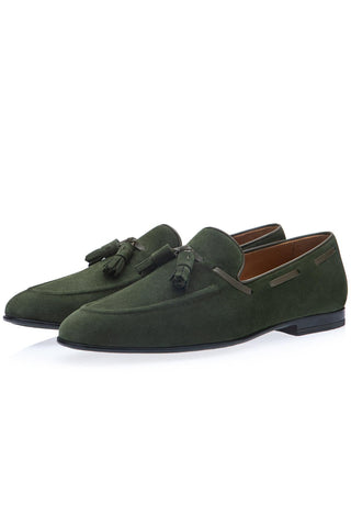 SUPERGLAMOUROUS Philippe-R Velukid suede tassel loafer in Musk - view 1