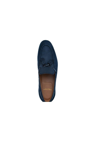 SUPERGLAMOUROUS Philippe-R Velukid suede tassel loafer in Navy - top