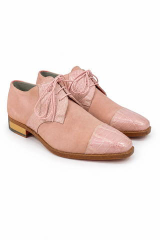 Fennix London Alligator & Suede Derby (288) Rosa rear view