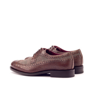 Ambrogio Beige & Dark Brown Fabric / Crocodile Print Leather Blucher Oxfords (AMB2100)-AmbrogioShoes