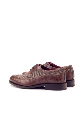 Ambrogio Beige & Dark Brown Fabric / Crocodile Print Leather Blucher Oxfords (AMB2100)-AmbrogioShoes