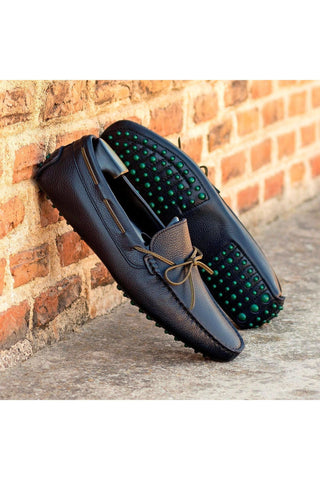 Ambrogio Bespoke Black Full-Grain Leather Driver Loafers (AMB2394)-AmbrogioShoes