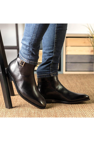 Ambrogio Bespoke Black Leather Jodhpur Boots (AMB2401)-AmbrogioShoes