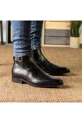 Ambrogio Bespoke Black Leather Jodhpur Boots (AMB2401)-AmbrogioShoes
