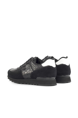 Ambrogio Bespoke Black & White Multi-Material Jogger Sneakers (AMB2259)-AmbrogioShoes