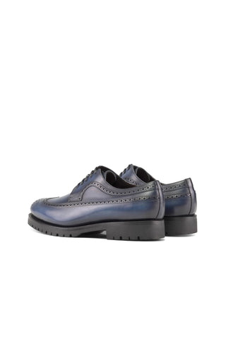 Ambrogio Bespoke Blue Leather Long wingtip Derby Oxfords (AMB2384)-AmbrogioShoes