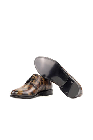 Ambrogio Bespoke Brown Camo Patina Leather Derby Oxfords (AMB2352)-AmbrogioShoes