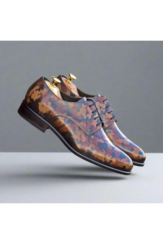 Ambrogio Bespoke Brown Camo Patina Leather Derby Oxfords (AMB2352)-AmbrogioShoes