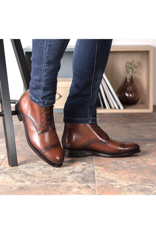 Ambrogio Bespoke Brown Leather Jumper Boots (AMB2407)-AmbrogioShoes