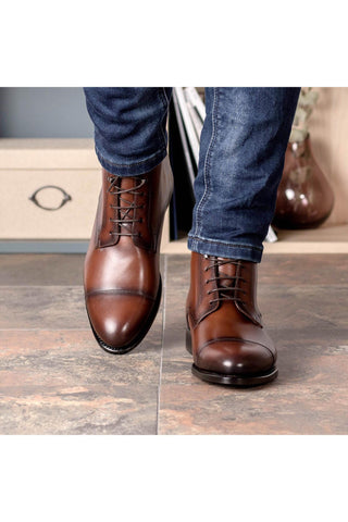 Ambrogio Bespoke Brown Leather Jumper Boots (AMB2407)-AmbrogioShoes