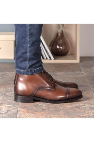 Ambrogio Bespoke Brown Leather Jumper Boots (AMB2407)-AmbrogioShoes