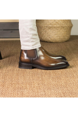 Ambrogio Bespoke Brown Patina Leather Chelsea Boots (AMB2413)-AmbrogioShoes