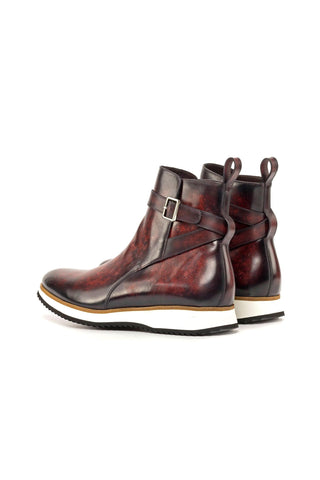 Ambrogio Bespoke Burgundy Patina Leather Jodhpur Boots (AMB2289)-AmbrogioShoes