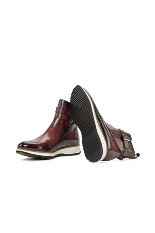 Ambrogio Bespoke Burgundy Patina Leather Jodhpur Boots (AMB2289)-AmbrogioShoes