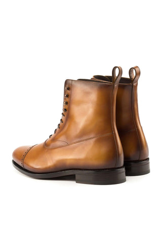 Ambrogio Bespoke Cognac Leather Balmoral Boots (AMB2334)-AmbrogioShoes